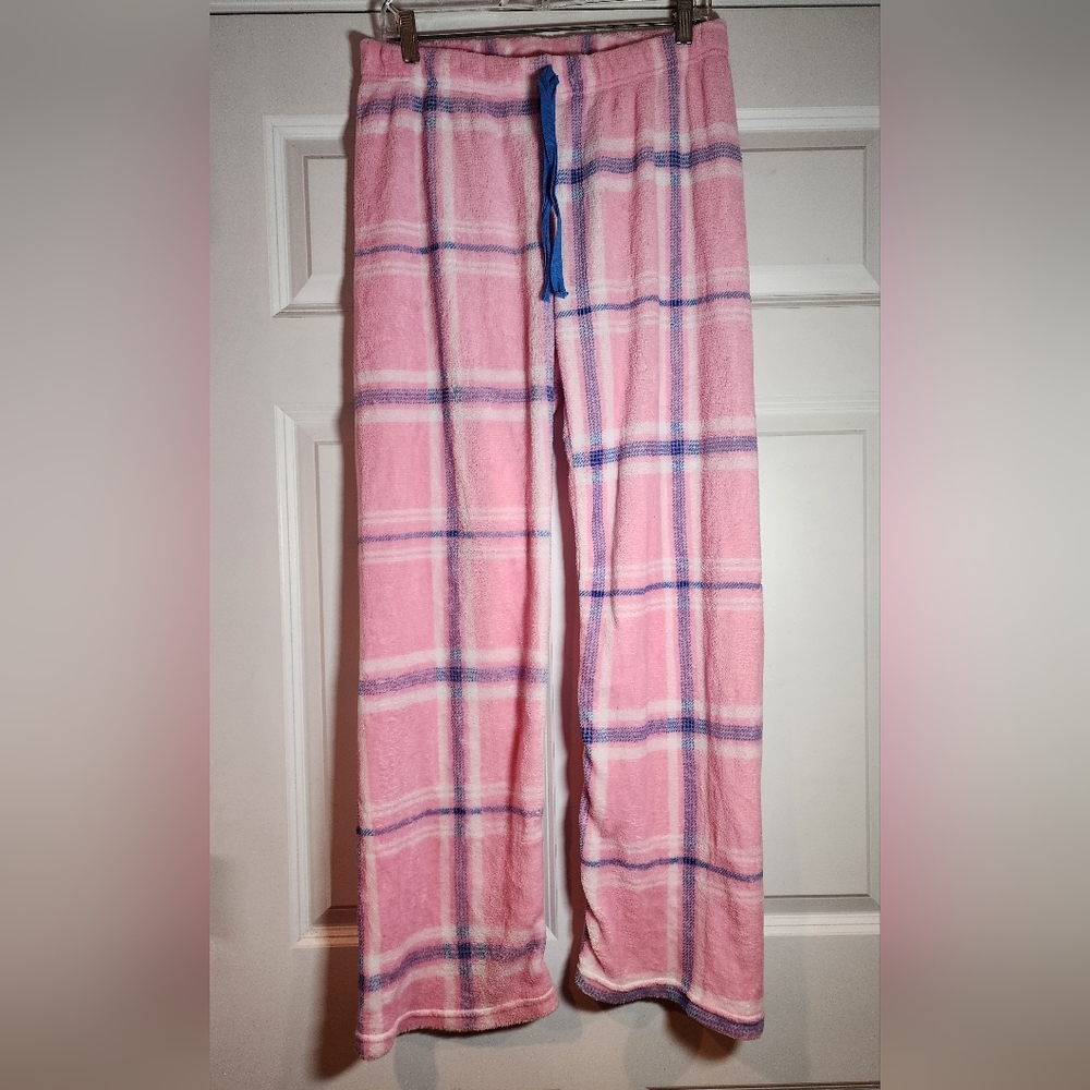 Rue 21 Pink And Blue Plaid Plush Warm Pajama Pants XL